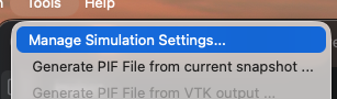 Manage Simulation Settings menu action
