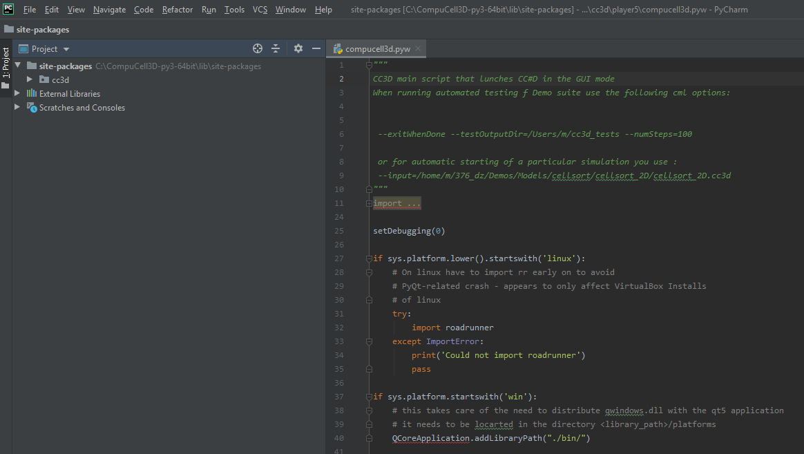 Opened site-packages folder