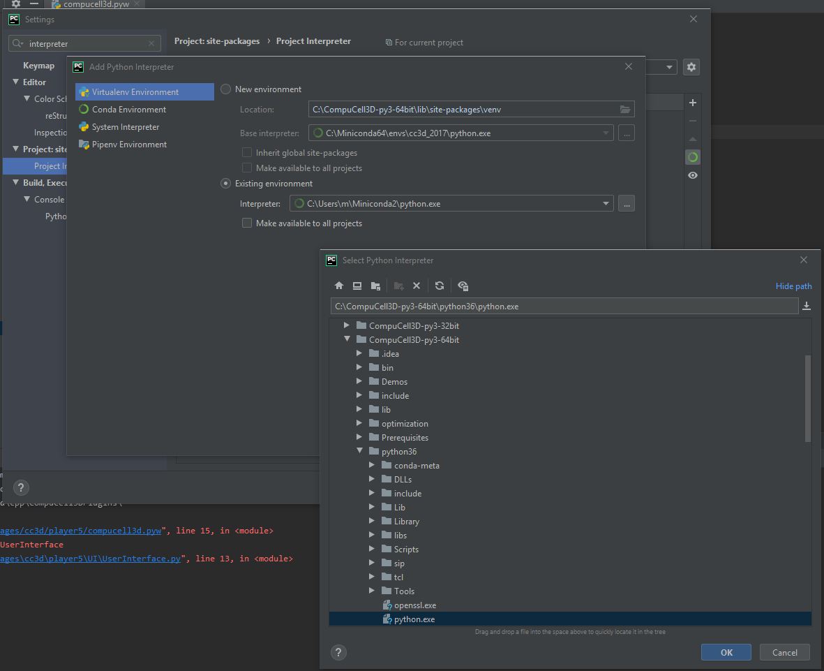 Selecting Python interpreter