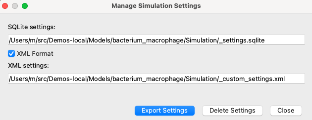 Manage Simulation Settings dialog