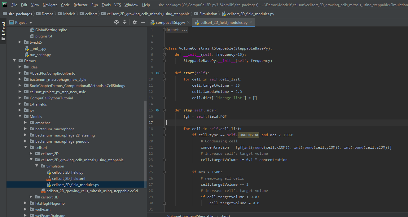 Steppable in editor