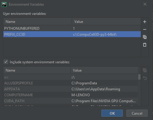 Environment Variables Editing