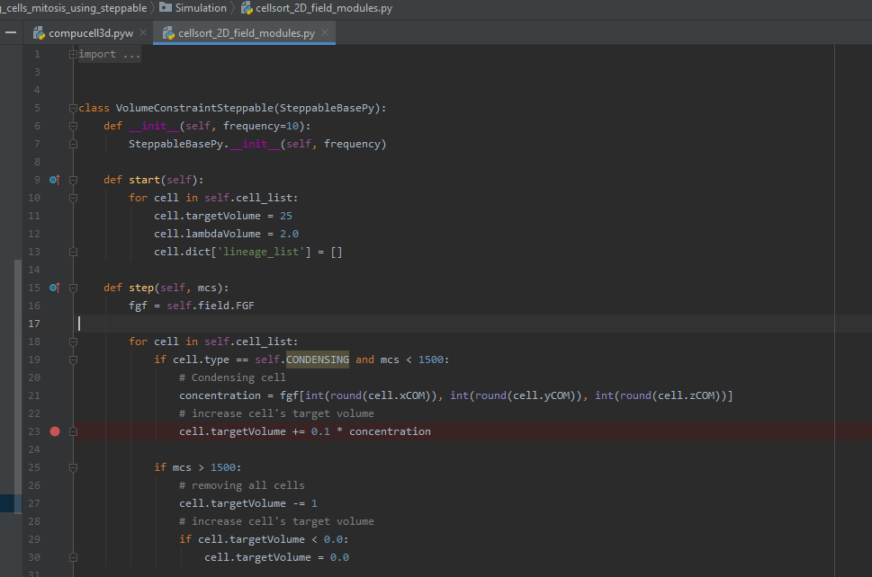 Steppable in editor